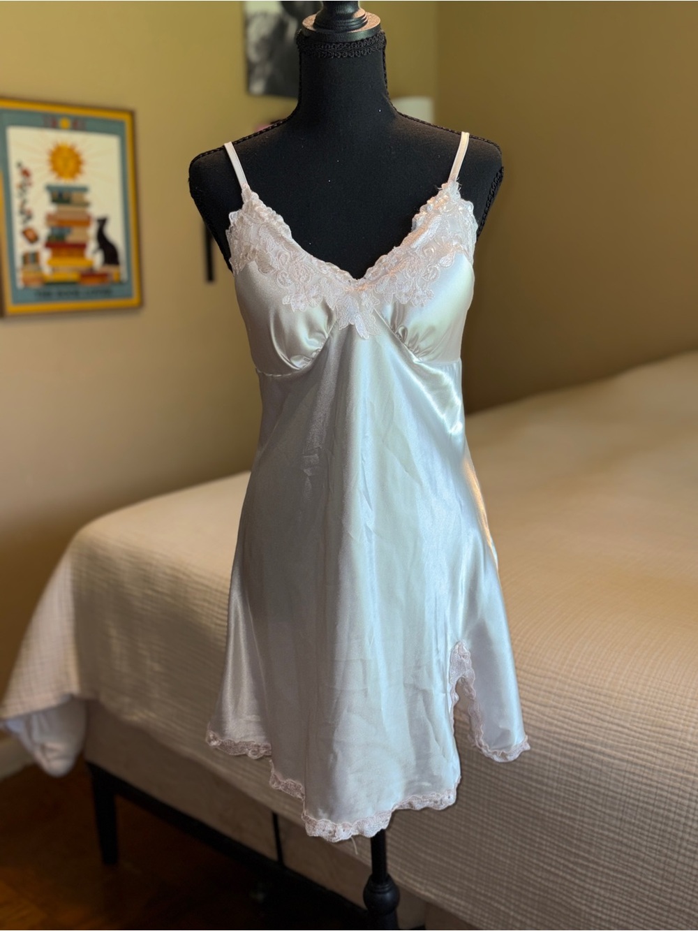 Rachel Zoe soft pink Satin Lace-Trim Chemise Slip
